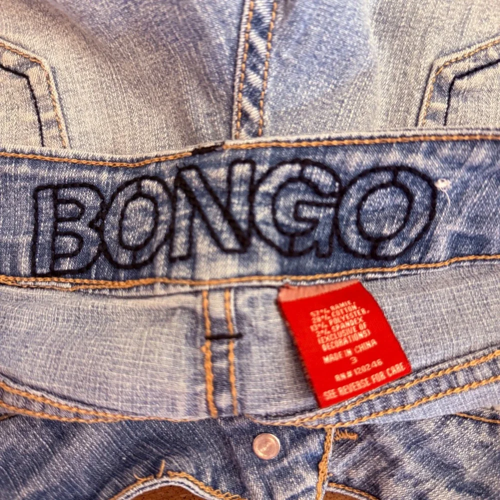 Vintage Bongo Y2K Jean Denim Micro Mini Low Rise Shorts Light‎ Wash Stretch SZ 3